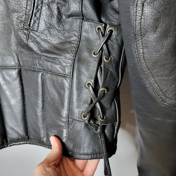 Vintage Barney’s Leather Men’s Black Moto Jacket Size 50 Biker Leather Grunge - Picture 11 of 16